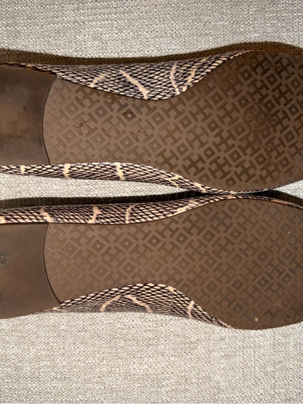 Tory Burch Reva Snake-Print Leather Ballet Flat with Silver Logo - Picture 5 of 8